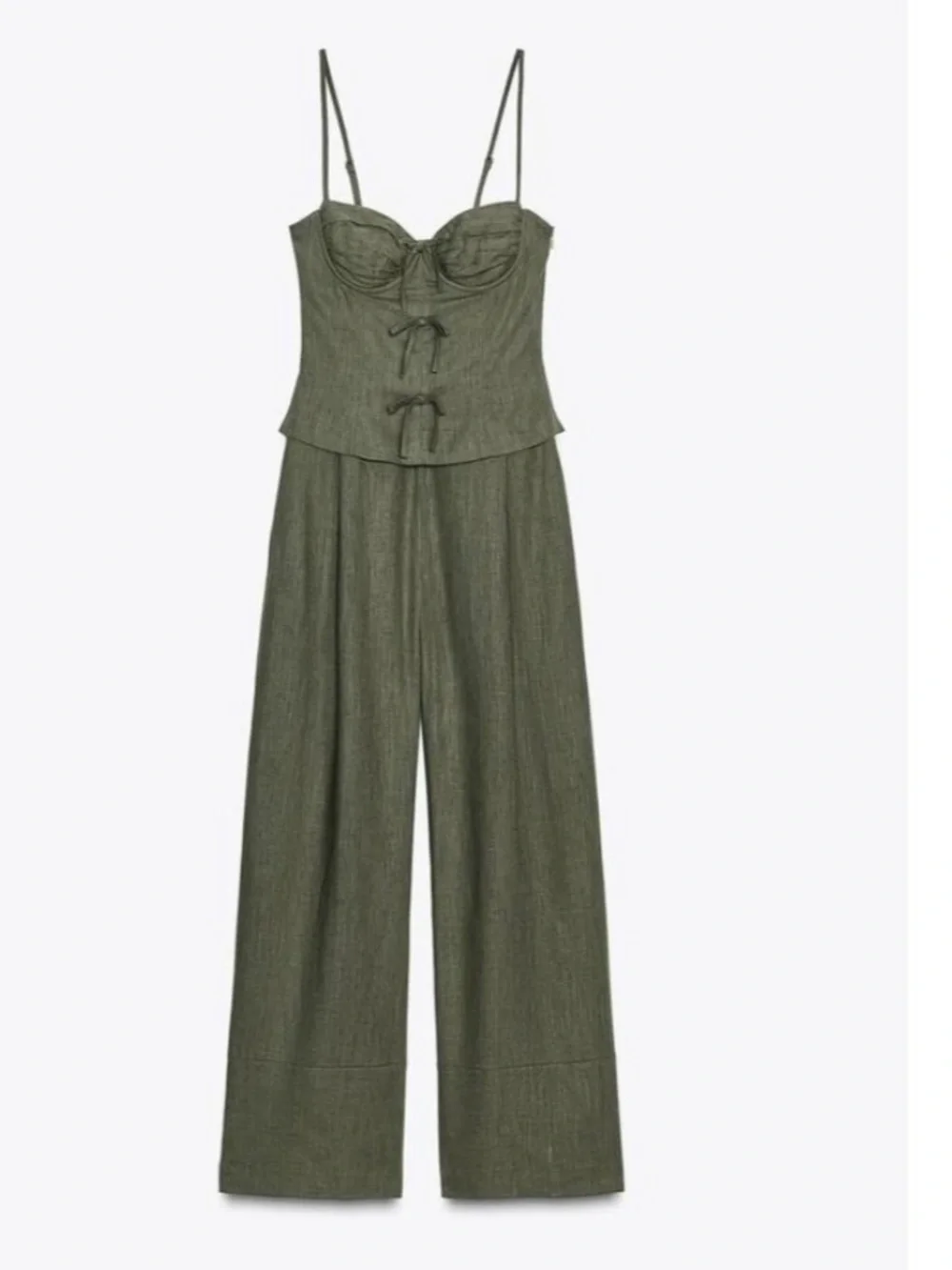 Zara NWT linen blend jumpsuit green 8447/734 - Picture 5 of 8